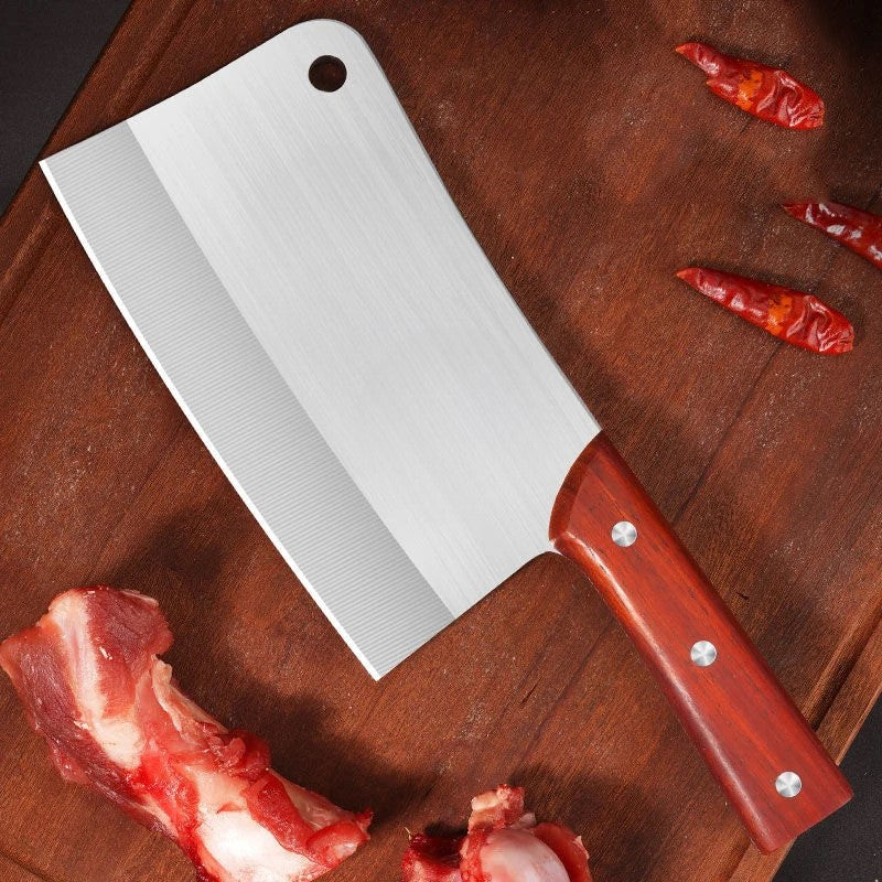 Thickened Stainless Steel Cleaver Knife Kitchen Solid Wood Handle Chef Sharp Powerful Bone Chopper