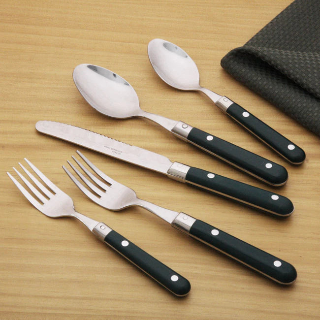 Ginkgo Le Prix 20-Piece Hunter Green Flatware Set