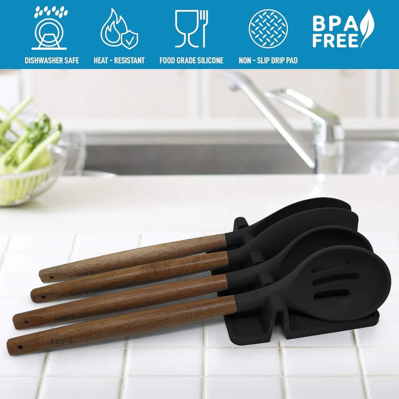 Silicone Utensil Rack for Spoons, Forks, Tongs & More