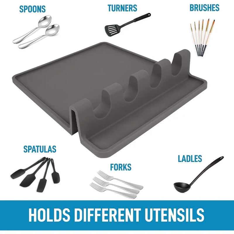 Silicone Utensil Rack for Spoons, Forks, Tongs & More