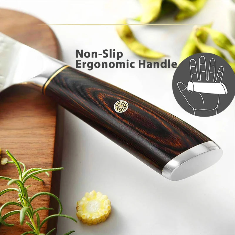 Kitchen Knives 7 inch Cleaver Chef Knife Full Tang Chopping Knife Veggie Slicer Frozen Meat Cutter