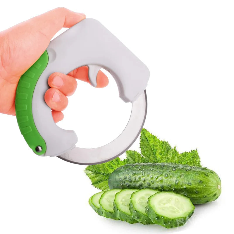 Safe Portable Circular Rolling Wheel Stainless Steel Kitchen Knife Fruit, Vegetable and Pizza Knife