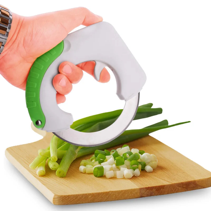 Safe Portable Circular Rolling Wheel Stainless Steel Kitchen Knife Fruit, Vegetable and Pizza Knife