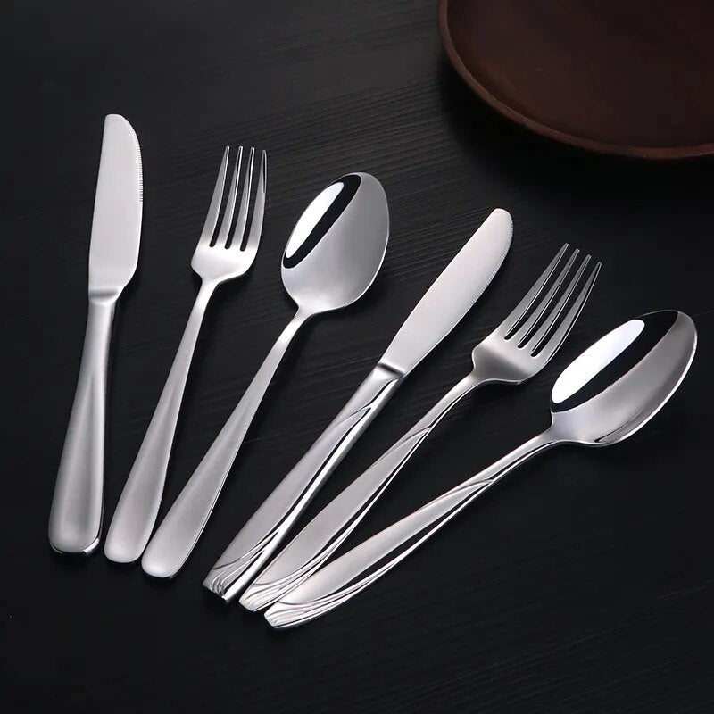 Dinnerware Set Stainless Steel Spoon Fork Knife Cutlery Dinner Camping Kitchen Metal Tableware