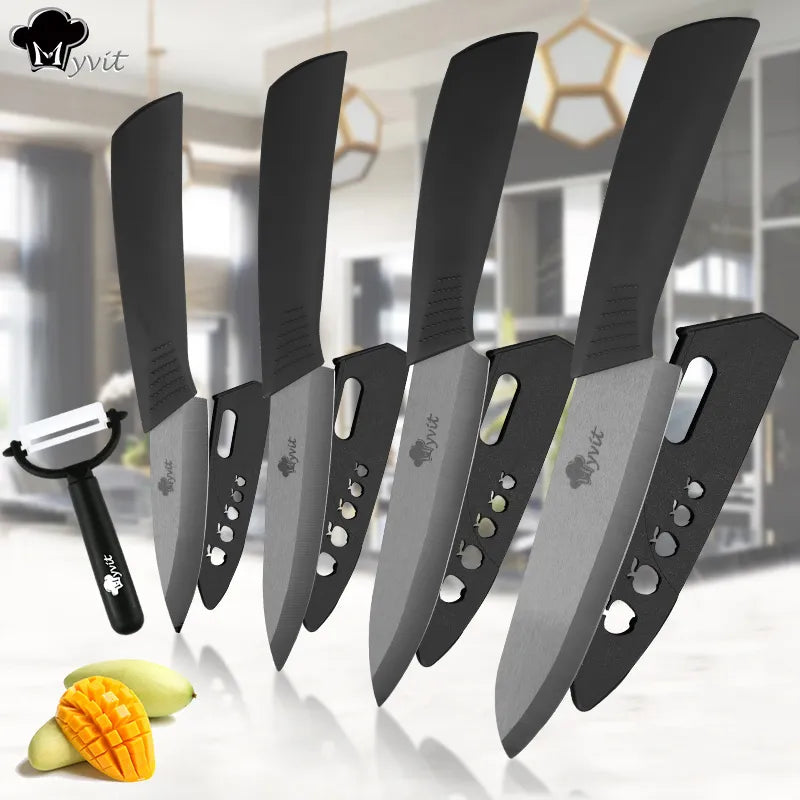 Ceramic Knife 3" 4" 5" 6" inch Zirconia Knife Black Blade Kitchen Knives Paring Fruit Cooking Set