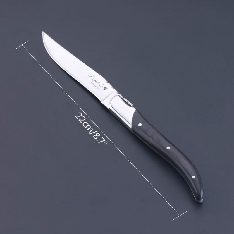 6pcs Black Laguiole Steak Knife Wood Handle Table Knives Stainless Steel Party Tableware Restaurant