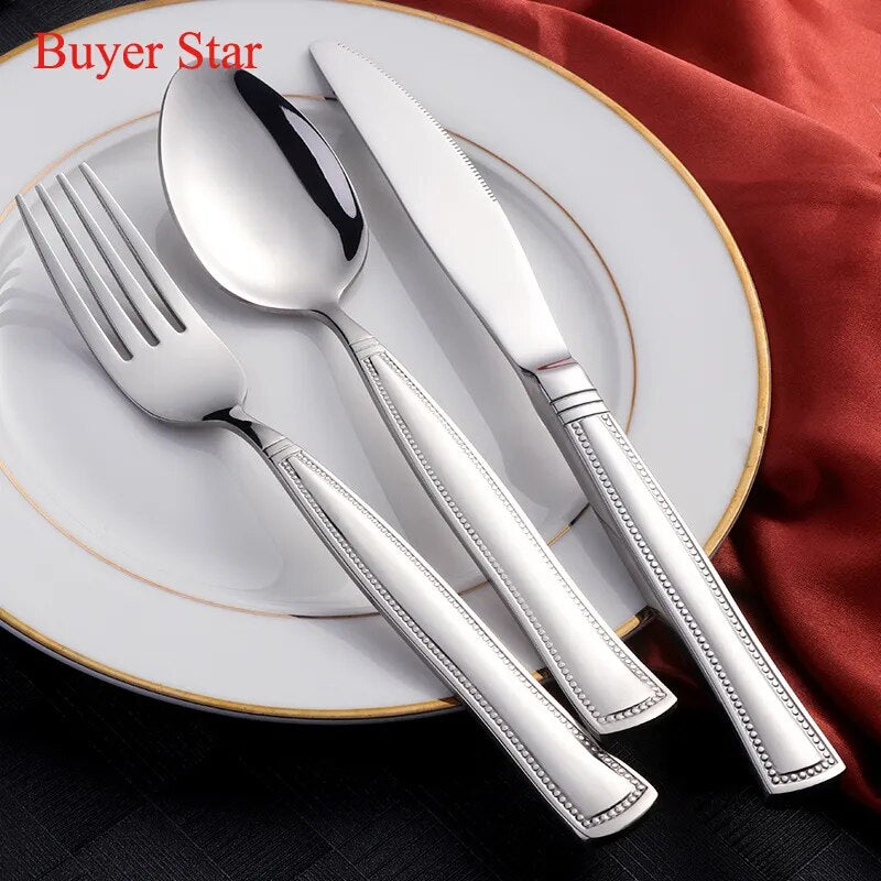 Dinnerware Set Stainless Steel Spoon Fork Knife Cutlery Dinner Camping Kitchen Metal Tableware