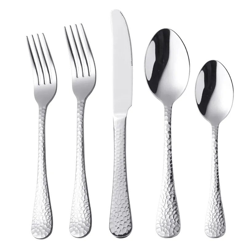 Dinnerware Set Stainless Steel Spoon Fork Knife Cutlery Dinner Camping Kitchen Metal Tableware