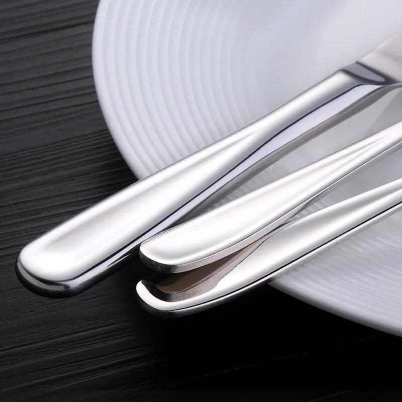 Dinnerware Set Stainless Steel Spoon Fork Knife Cutlery Dinner Camping Kitchen Metal Tableware