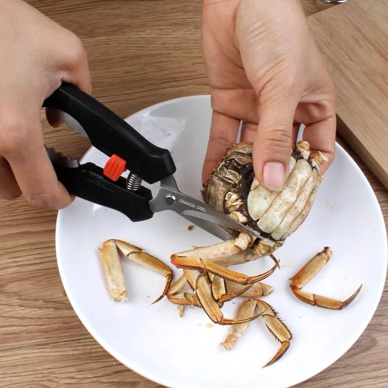 Stainless Steel Seafood Crab Lobster Tool Multi-purpose ABS Handle Kitchen Scissors With Nutcracker