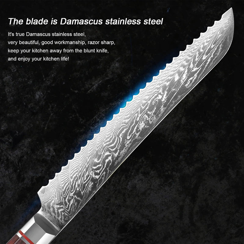 XITUO Bread Knife 8 inch Damascus Steel Bread Knife Bread Cutting Cake Knife for Homemade Bread