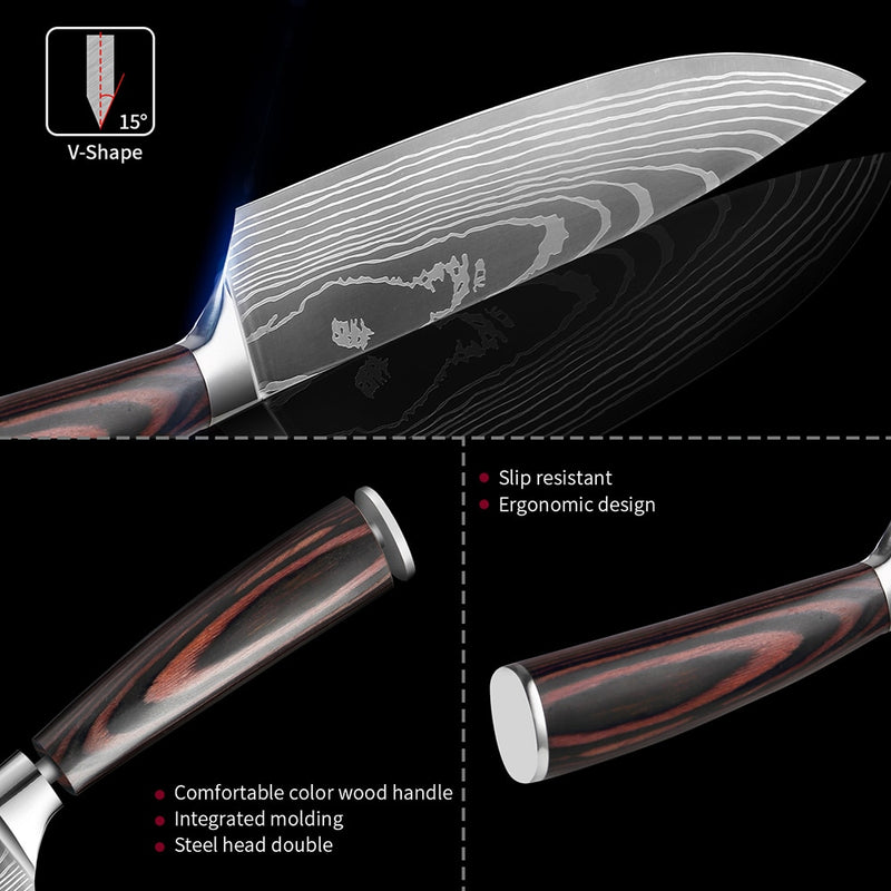 High quality Kitchen Knife Damascus Laser Pattern Utility Chef Knife Filleting Best Kitchen Tool