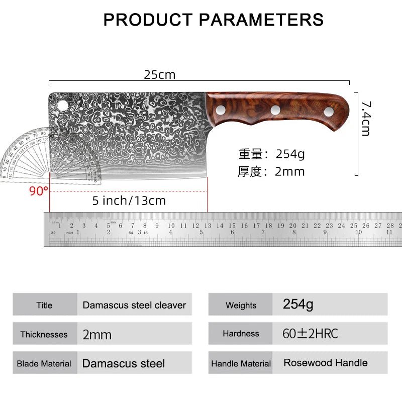 Damascus Steel Kitchen Knife Home Kitchen Chopping Slicing Knife Handmade Chef Knives