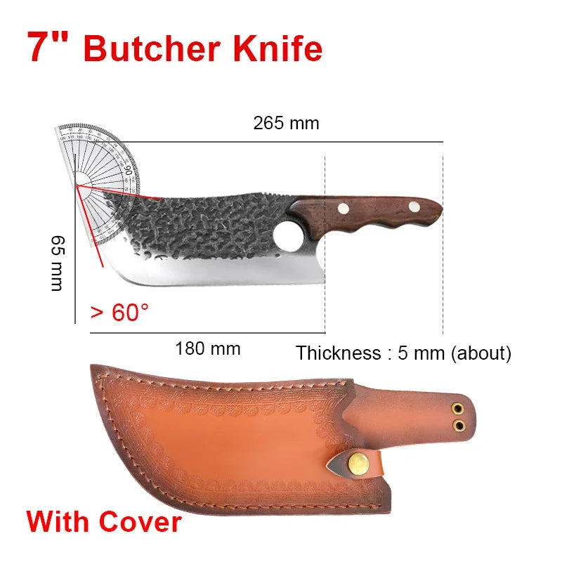 Forged stainless steel kitchen knife Cleaver Sharp blade slicing knife Wooden handle Kitchen knife