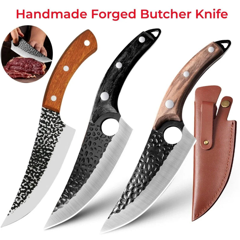 Meat Cleaver Butcher Boning Knife Chef Knife set Kitchen Handmade Forged Outdoor Hunting Fish Knife