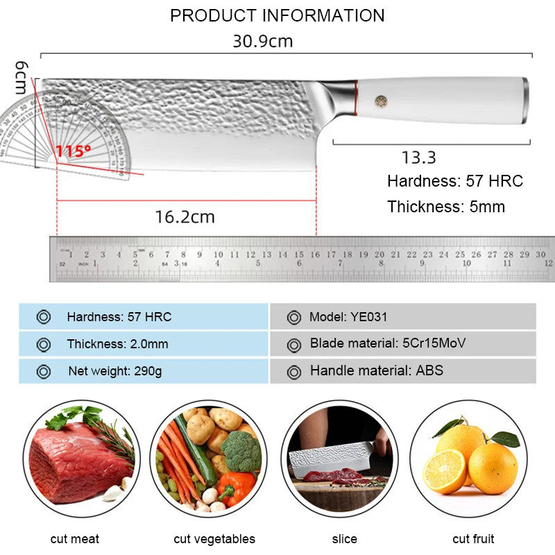 Manual Forged Nakiri knife Sharp stainless steel Santoku Knife cooking tools slicing knife