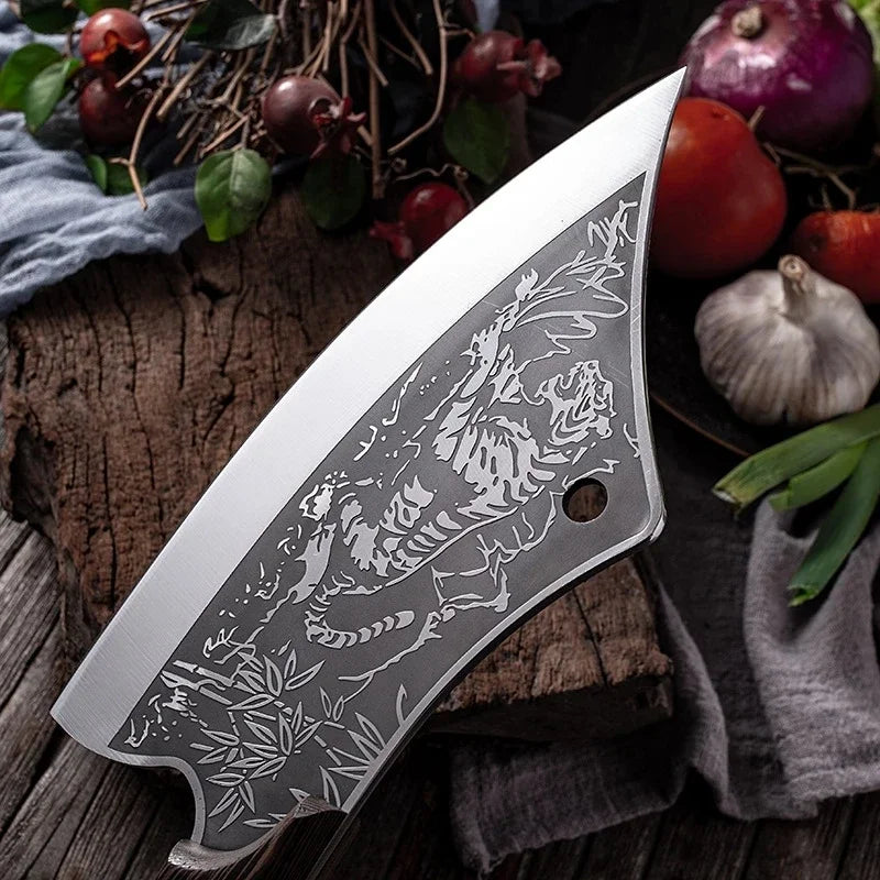 Forged stainless steel kitchen knife Cleaver Sharp blade slicing knife Wooden handle Kitchen knife