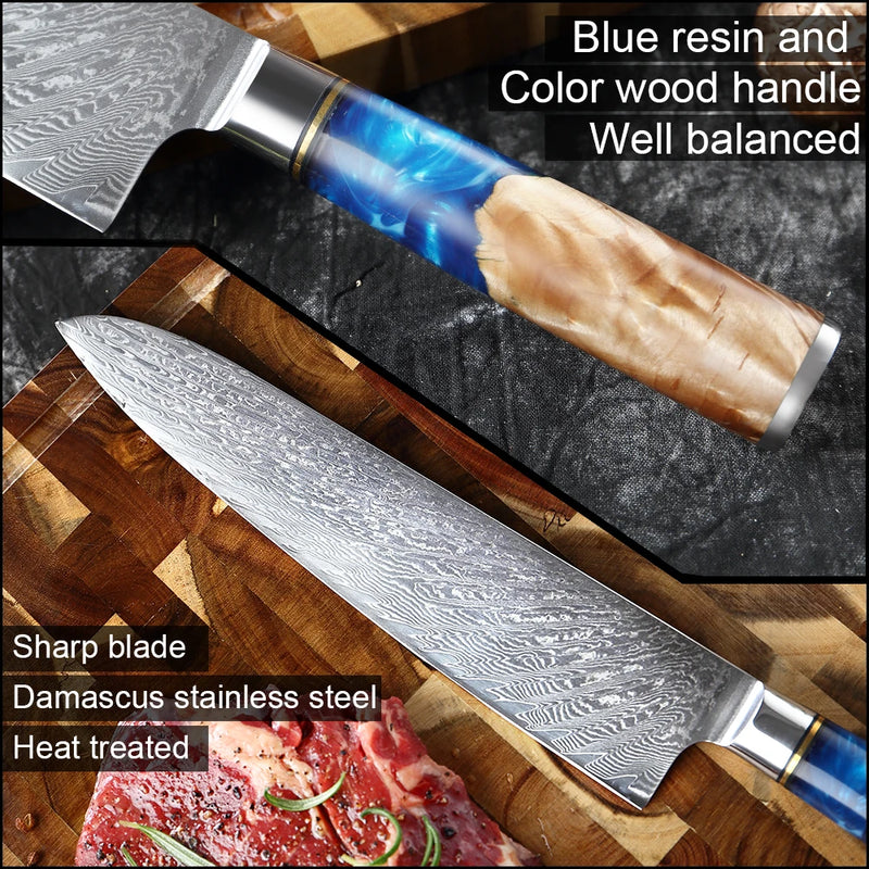 Chef Knife 9 Inch Damascus Kitchen Chef Knife Super Steel 67-Layer Damascus Knife Razor Sharp