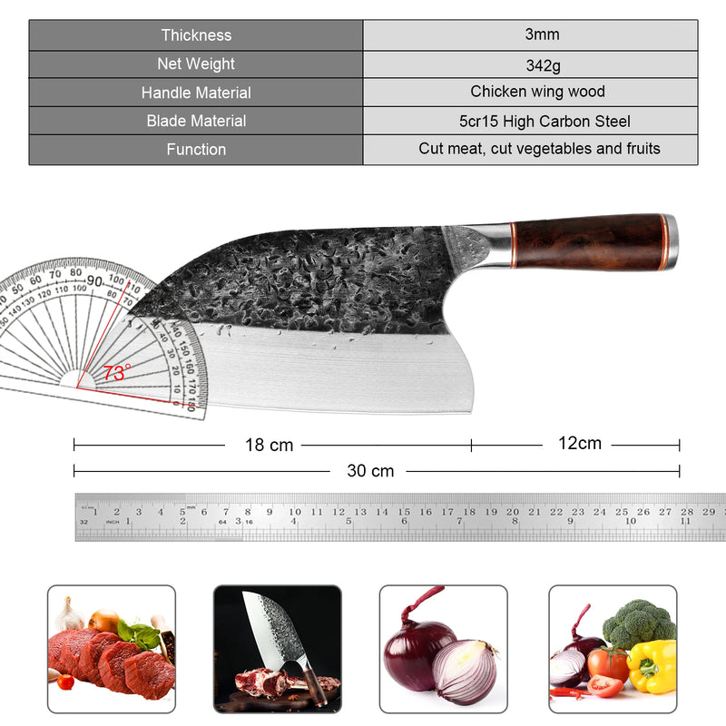 Stainless Steel Chef Knife Handmade Forged Cleaver Wide blade Professional Butcher Knife Utility
