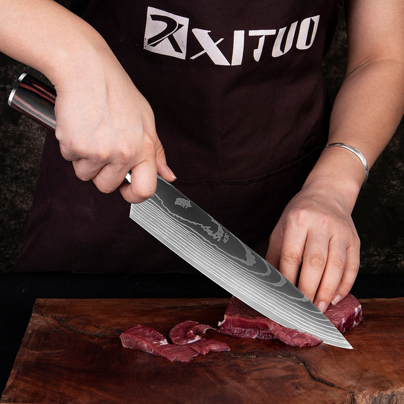 High quality Kitchen Knife Damascus Laser Pattern Utility Chef Knife Filleting Best Kitchen Tool