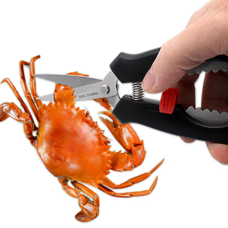 Stainless Steel Seafood Crab Lobster Tool Multi-purpose ABS Handle Kitchen Scissors With Nutcracker