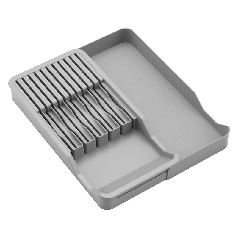 In Drawer Knife Block Holder With Expandable Cutlery Tray Kitchen Drawer Insert Knives Durable