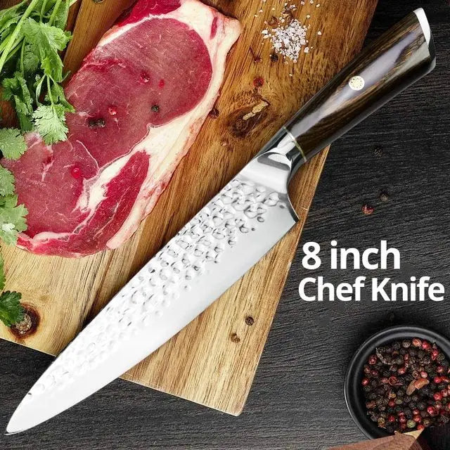 Kitchen Knives 7 inch Cleaver Chef Knife Full Tang Chopping Knife Veggie Slicer Frozen Meat Cutter