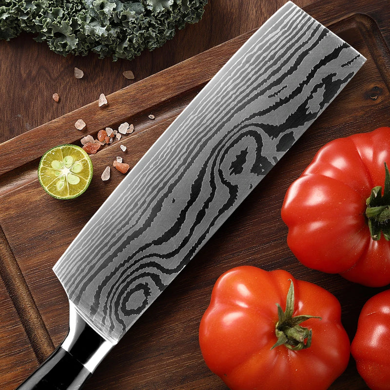 Professional Nakiri Knife 7" Sharp Chopping Knife All-Purpose Chef Knife Manual Kitchen Knife