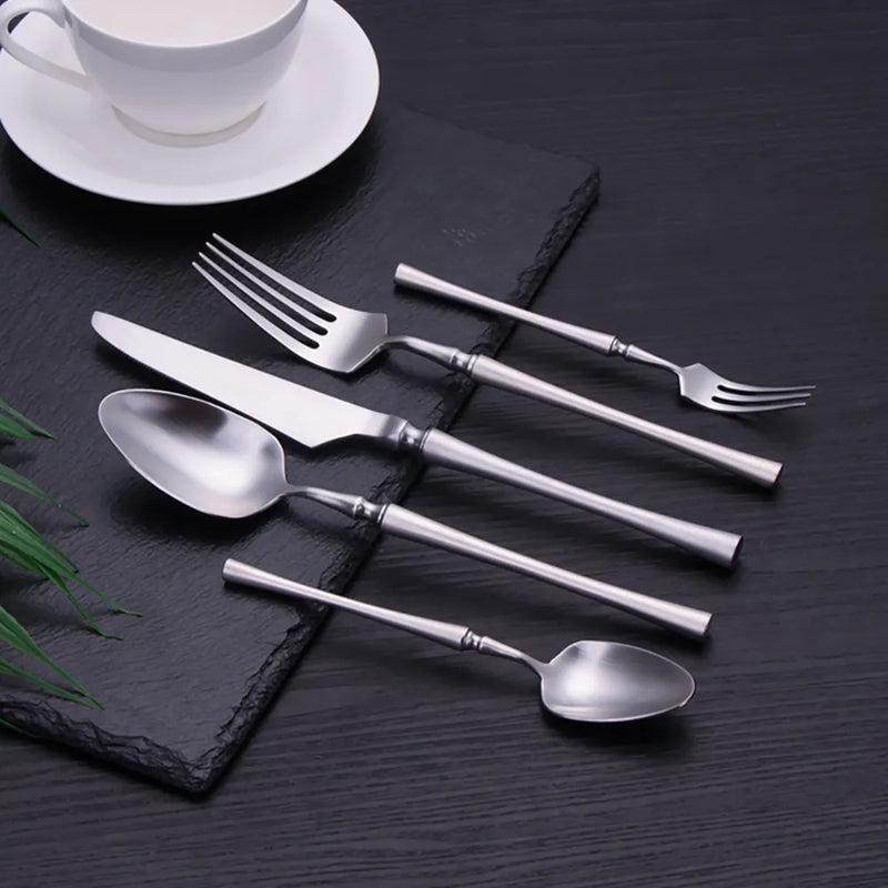 10/15/20/25/30Pcs Tableware Stainless Steel Cutlery Set Sliver Knife Fork Spoon Set Flatware