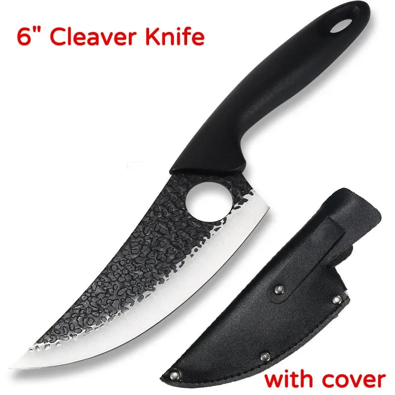 Forged stainless steel kitchen knife Cleaver Sharp blade slicing knife Wooden handle Kitchen knife