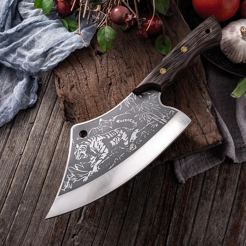 Forged stainless steel kitchen knife Cleaver Sharp blade slicing knife Wooden handle Kitchen knife