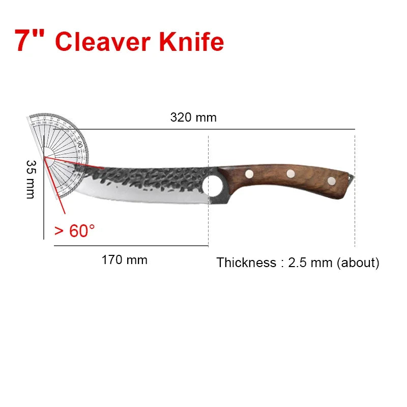 Forged stainless steel kitchen knife Cleaver Sharp blade slicing knife Wooden handle Kitchen knife