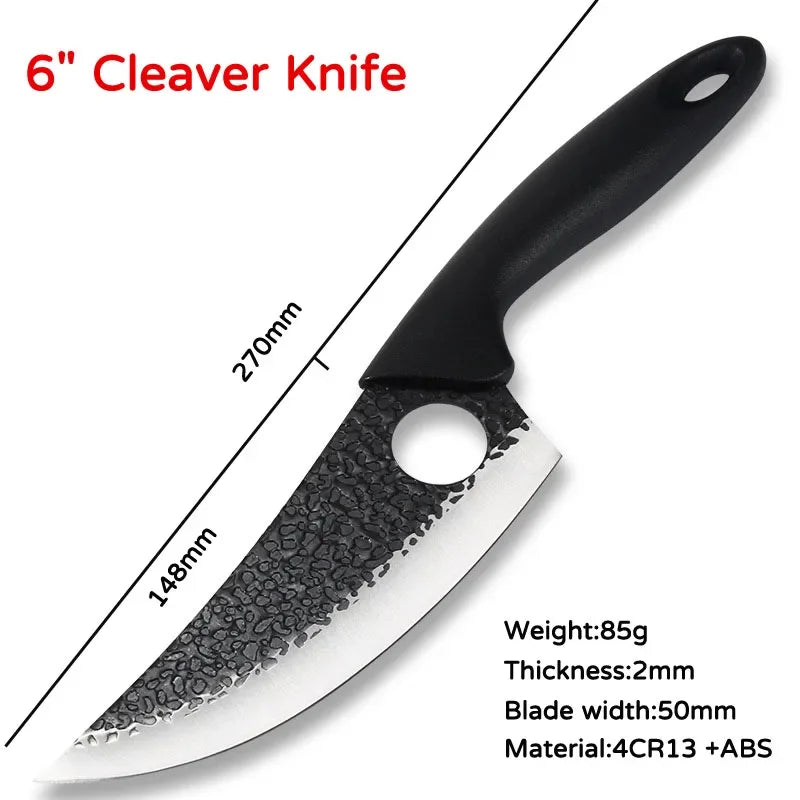 Forged stainless steel kitchen knife Cleaver Sharp blade slicing knife Wooden handle Kitchen knife