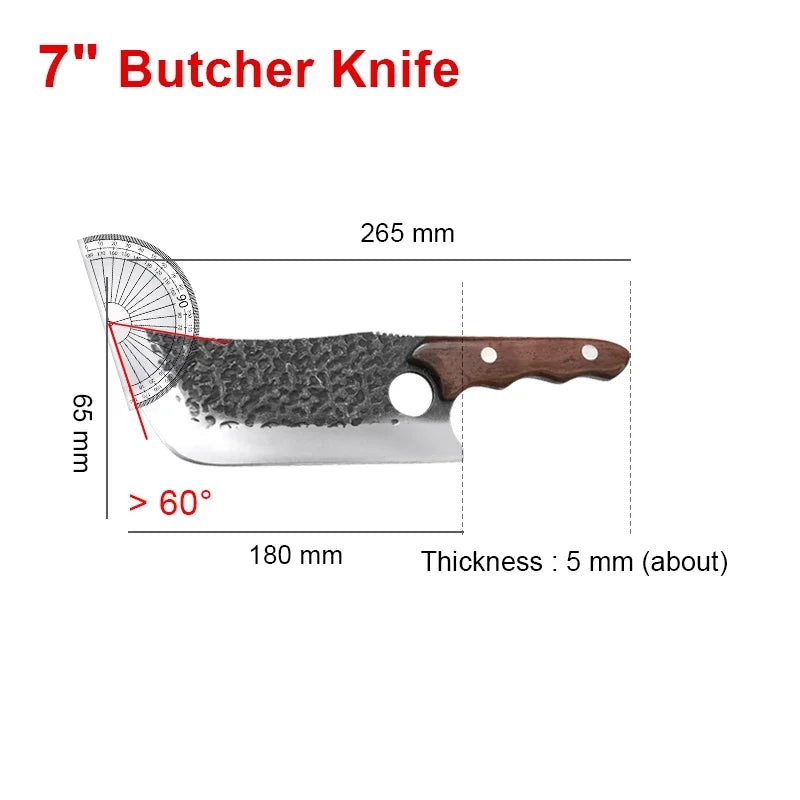 Forged stainless steel kitchen knife Cleaver Sharp blade slicing knife Wooden handle Kitchen knife