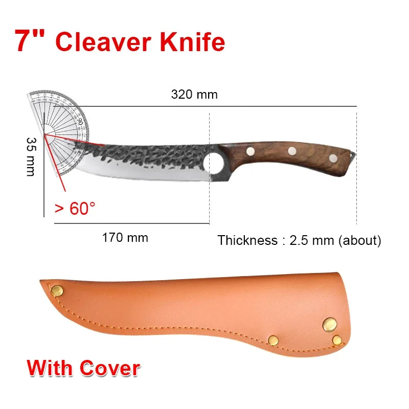 Forged stainless steel kitchen knife Cleaver Sharp blade slicing knife Wooden handle Kitchen knife