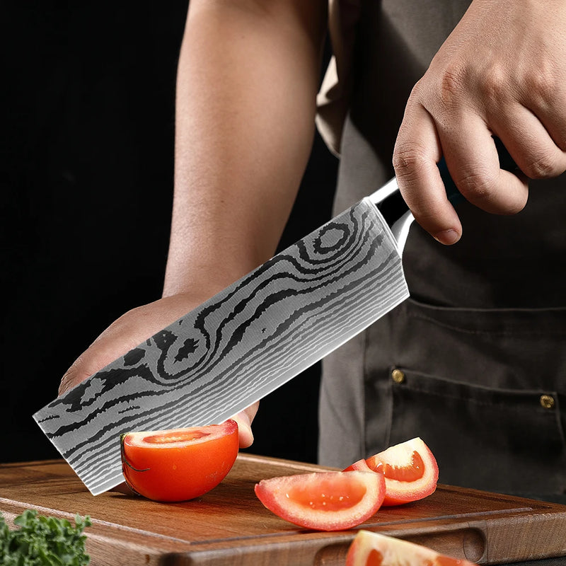 Professional Nakiri Knife 7" Sharp Chopping Knife All-Purpose Chef Knife Manual Kitchen Knife