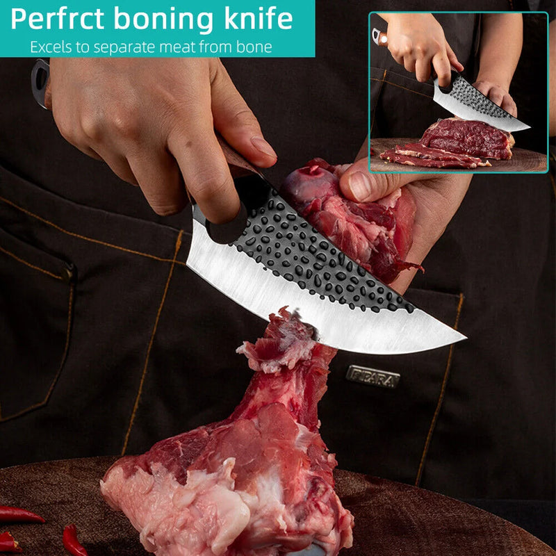 Meat Cleaver Butcher Boning Knife Chef Knife set Kitchen Handmade Forged Outdoor Hunting Fish Knife