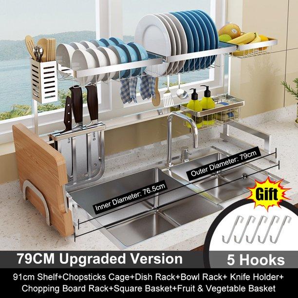 Dish Drying Rack Over the Sink Storage Drainer Shelf Counter-top Utensils Organizer Cutlery Holder