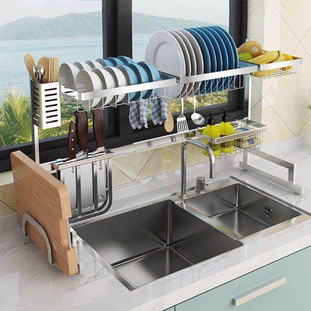 Dish Drying Rack Over the Sink Storage Drainer Shelf Counter-top Utensils Organizer Cutlery Holder