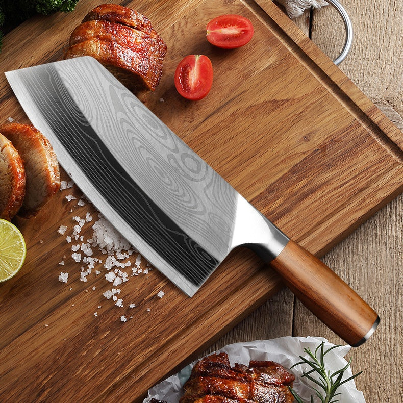 XYj 8 Inch Chef Knife Japanese Stainless Steel Ultra Sharp Wood Handle High Carbon Laser Cleaver