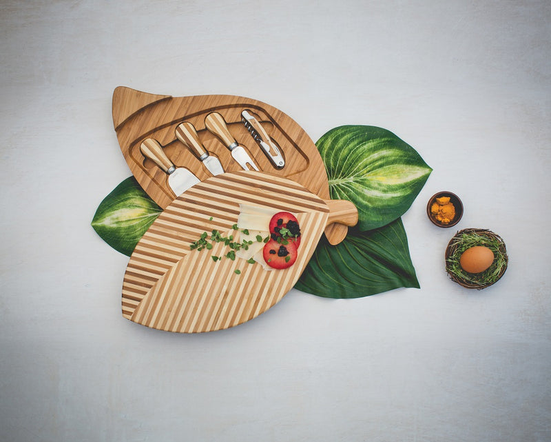 Leaf Cheese Cutting Board & Tools Set, (BAMBOO)