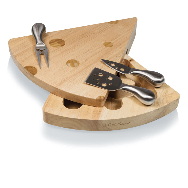 SWISS CHEESE Cutting Board & Tools Set, (RUBBERWOOD)