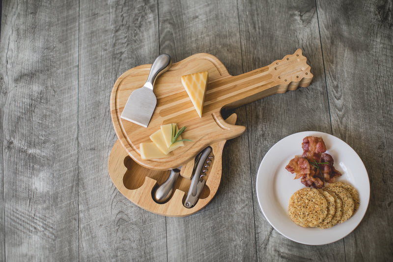 GUITAR Cheese Cutting Board & Tools Set, (BAMBOO)