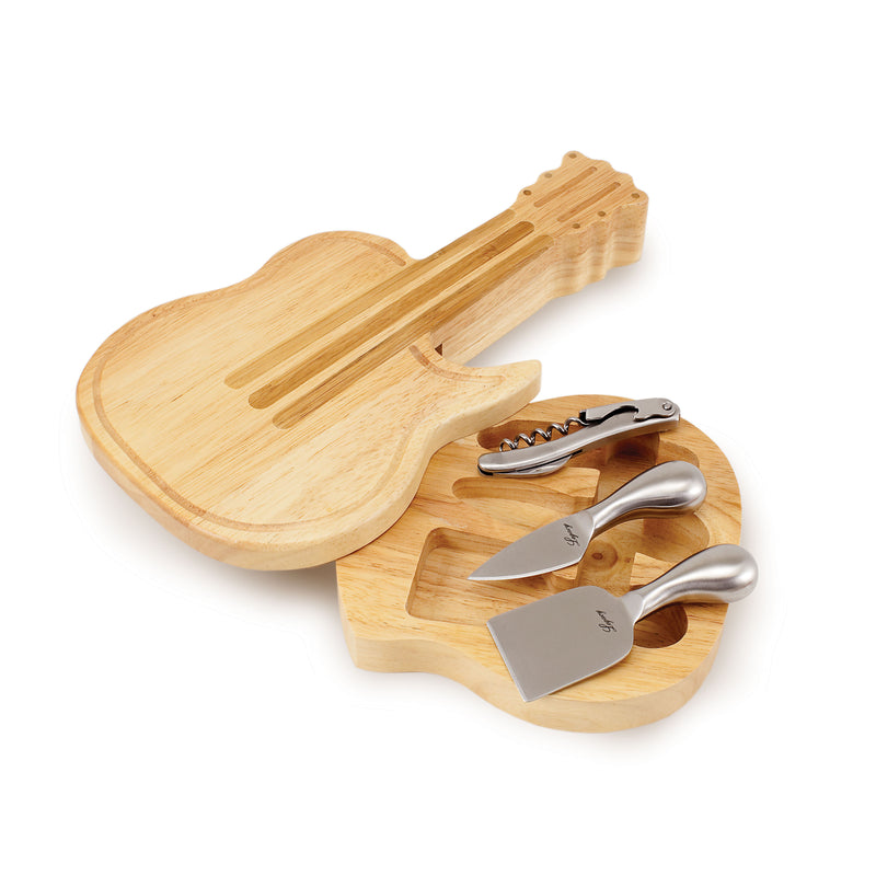 GUITAR Cheese Cutting Board & Tools Set, (BAMBOO)