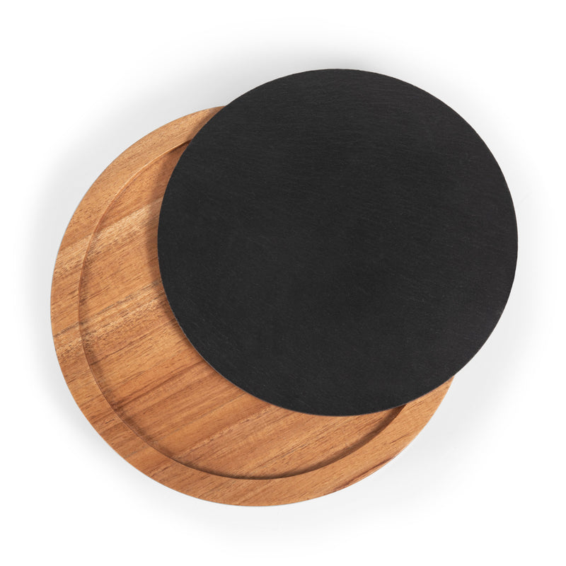 Acacia and Slate Serving Board with Cheese Tools, (ACACIA WOOD & SLATE BLACK WITH GOLD)