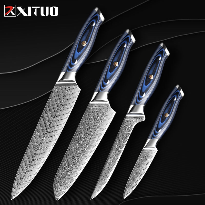 Damascus Chef Knife Professional Sankotu Cleaver Boning Kitchen Cooking Tool Plum Rivet Handle