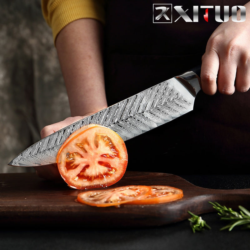 Damascus Chef Knife Professional Sankotu Cleaver Boning Kitchen Cooking Tool Plum Rivet Handle