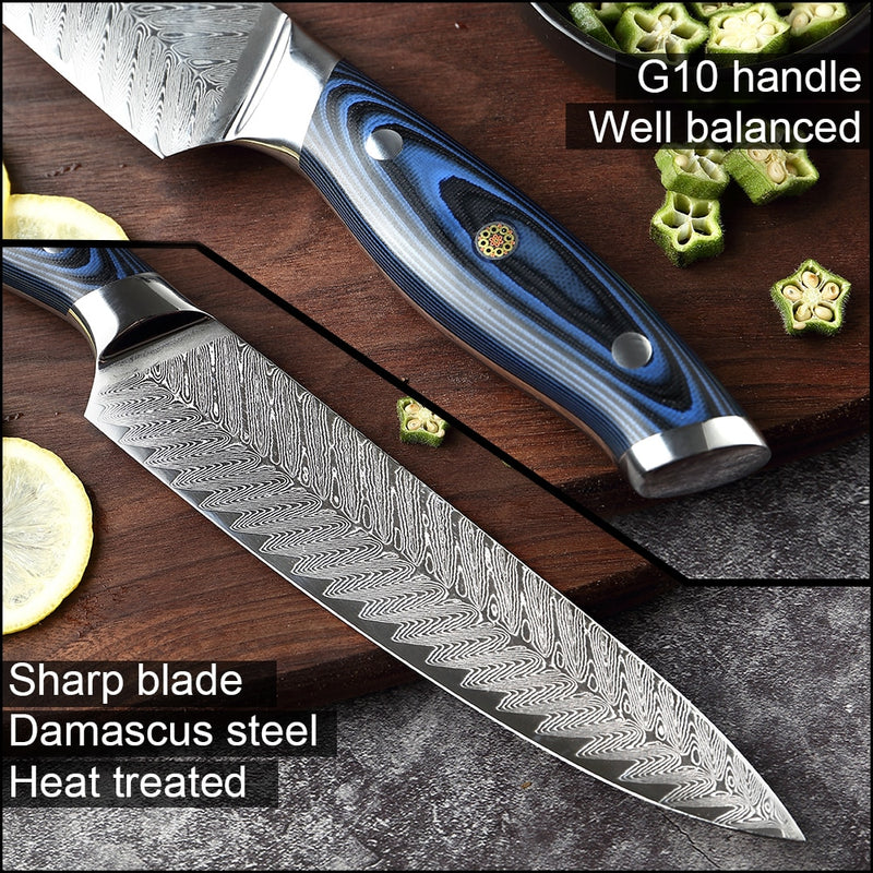 Damascus Chef Knife Professional Sankotu Cleaver Boning Kitchen Cooking Tool Plum Rivet Handle