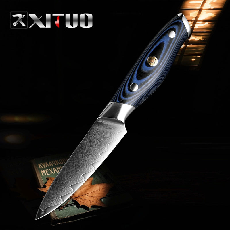 Damascus Chef Knife Professional Sankotu Cleaver Boning Kitchen Cooking Tool Plum Rivet Handle