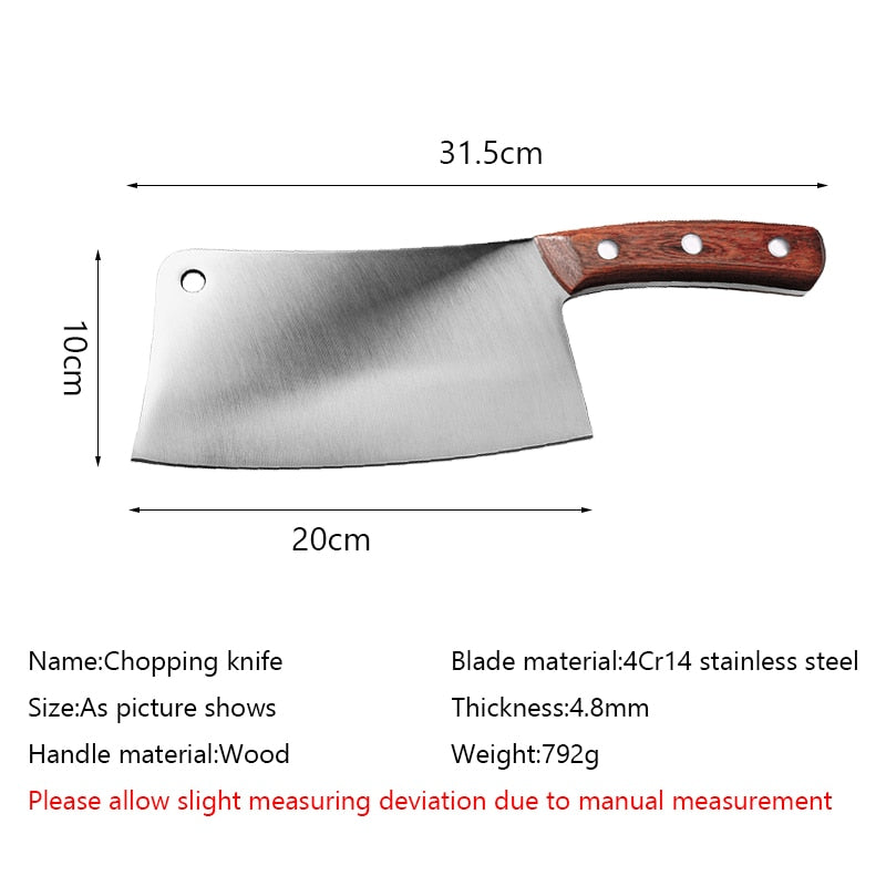 Big Bone Chopping Knife Stainless Steel Cleaver Chopping Kitchen Knife Cutting Pork Bone Cutlery